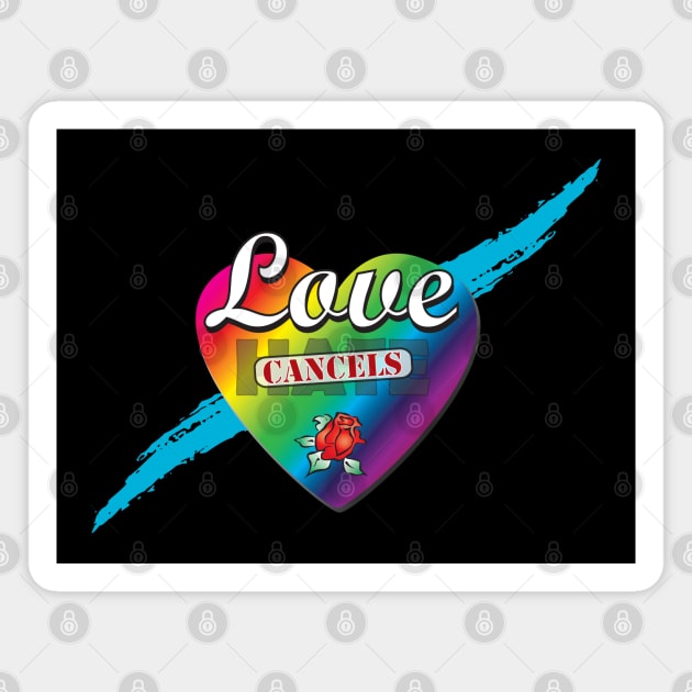 Love Cancels Hate Rainbow Heart Magnet by KEWDesign